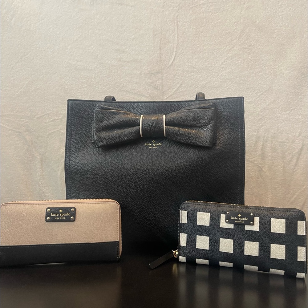 Kate Spade Bow Purse with Two Matching Wallets